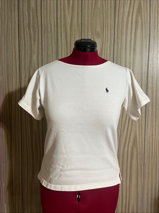 Polo Ralph Lauren Tops - Polo Ralph Lauren White Boatneck Short Sleeve 100% Cotton T-Shirt Size M